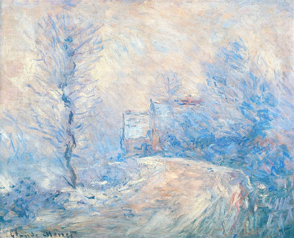 monet-the-entrance-to-giverny-under-the-snow